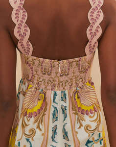 FARM RIO MARITIME MAGIC OFF-WHITE SLEEVELESS MAXI DRESS