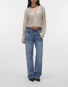 VERO MODA VMLEILANI GLITTER LS V-NECK SHORT CARDI