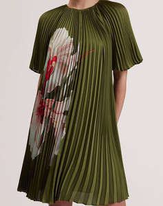 TED BAKER VINLAA Short Sleeve Pleated Mini Dress