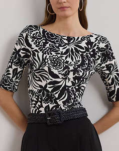 LAUREN RALPH LAUREN JUDY-MID SLEEVE-T-SHIRT