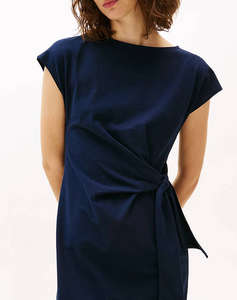 TOMMY HILFIGER KNOT BOAT-NK MIDI DRESS SS