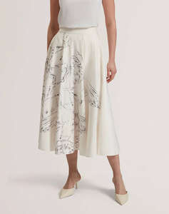 TED BAKER LAGUUNA Printed Ottoman Midi Skirt