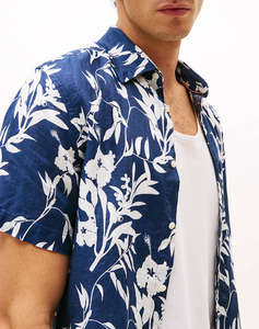 TOMMY HILFIGER LINEN TROPICAL PRT SS RF SHIRT