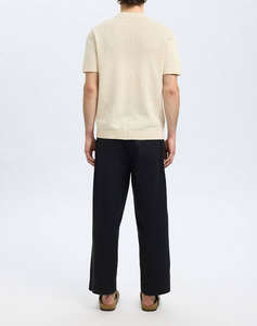 SELECTED SLHLINO SS KNIT CROCHET OPEN POLO
