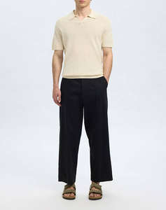 SELECTED SLHLINO SS KNIT CROCHET OPEN POLO