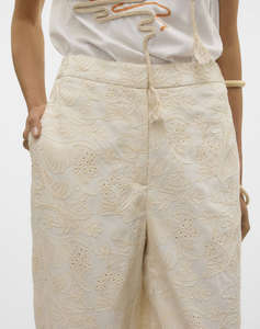 VERO MODA VMELINE HW TAPERED EMBR ANKLE PANTS