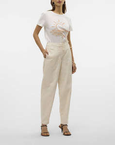 VERO MODA VMELINE HW TAPERED EMBR ANKLE PANTS