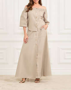 GUESS MARCIANO PAT LONG SKIRT - LIGHT STR COTTON POPELIN 110 ДАМСКА ПОЛА