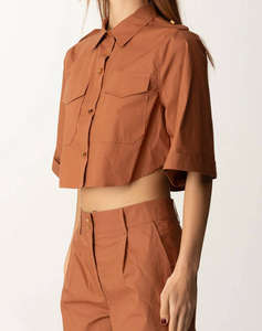 GUESS MARCIANO PAT CROPPED SHIRT - LIGHT STR COTTON POPELIN 110 ДАМСКА РИЗА
