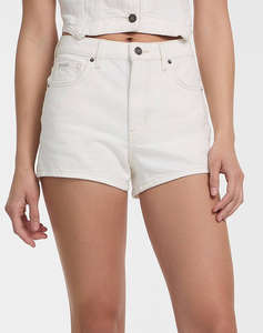 GUESS JEANS GJ HIGHWAIST MOM SHO - ECO REGEN CO AGATE STR WHITE ДАМСКИ ШОРТИ