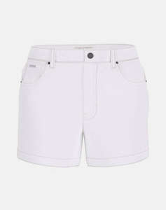 GUESS JEANS GJ HIGHWAIST MOM SHO - ECO REGEN CO AGATE STR WHITE ДАМСКИ ШОРТИ