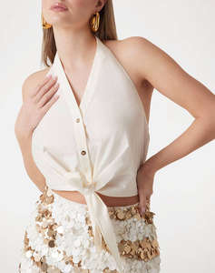 GUESS MARCIANO PAT KNOT TOP - LIGHT STR COTTON POPELIN 110 ДАМСКА РИЗА
