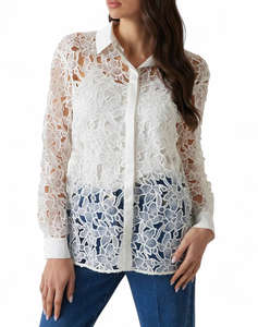 GUESS MARCIANO LIU EMBROIDERY LONG - EMBROIDERY POLY ORGANDY ДАМСКА РИЗА
