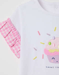 OVS T.SHIRT VICHY RUFFLE