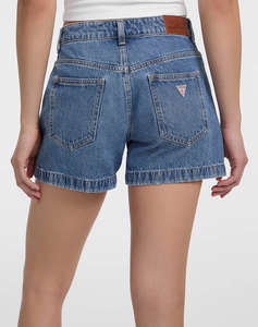 GUESS JEANS GJ HIGHWAIST MOM SHO - ECO LINEN STORM RG INDIGO ДАМСКИ ШОРТИ