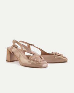 19V69 WOMENS SHOES MID.HEEL SLINGBACK PUMP PATENT LEA. V1969