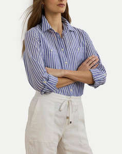 LAUREN RALPH LAUREN RIMNAN-LONG SLEEVE-BUTTON FRONT SHIRT