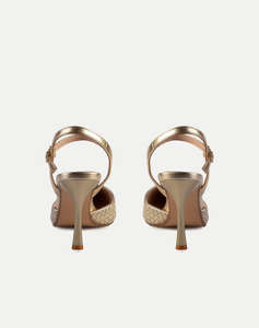 19V69 WOMENS SHOES HIGH HEEL SLINGBACK PUMP LEA. V1969