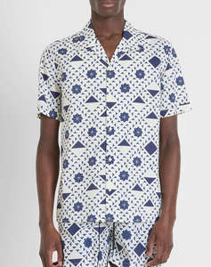 ANTONY MORATO MMSS00171FA430635 MIN OF 6 SHIRT HONOLULU REGULAR STRAIGHT FIT IN PRINTED COTTON VISCOSE BLEND FABRIC WITH LOGOED METAL BADGE МЪЖКА ТЕНИСКА