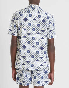 ANTONY MORATO MMSS00171FA430635 MIN OF 6 SHIRT HONOLULU REGULAR STRAIGHT FIT IN PRINTED COTTON VISCOSE BLEND FABRIC WITH LOGOED METAL BADGE МЪЖКА ТЕНИСКА