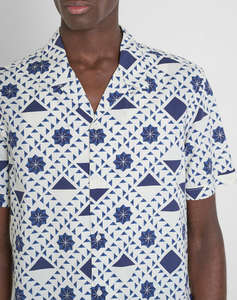 ANTONY MORATO MMSS00171FA430635 MIN OF 6 SHIRT HONOLULU REGULAR STRAIGHT FIT IN PRINTED COTTON VISCOSE BLEND FABRIC WITH LOGOED METAL BADGE МЪЖКА ТЕНИСКА