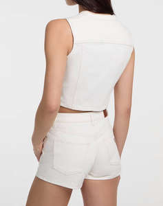 GUESS JEANS GJ DENIM VEST - ECO REGEN CO AGATE STR WHITE ДАМСКИ ЕЛЕК