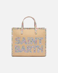 MC2 VIVIAN MID STRAW-STRAW HANDBAG WITH PIPING-11 PATCH FLORY 21 (Размери: 28 x 23 x 15см.)