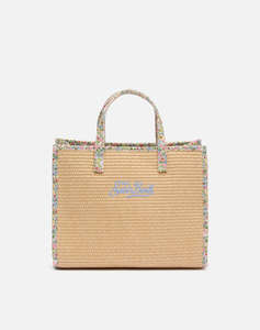 MC2 VIVIAN MID STRAW-STRAW HANDBAG WITH PIPING-11 PATCH FLORY 21 (Размери: 28 x 23 x 15см.)