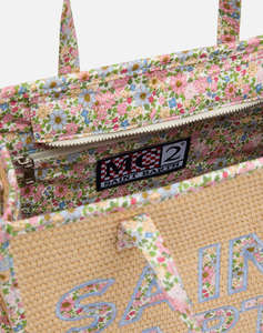 MC2 VIVIAN MID STRAW-STRAW HANDBAG WITH PIPING-11 PATCH FLORY 21 (Размери: 28 x 23 x 15см.)