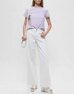 GUESS JEANS GJ G11 WIDE LEG - ECO REGEN CO AGATE STR WHITE ДАМСКИ ПАНТАЛОНИ