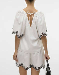 VERO MODA VMDIANA 2/4 V-NECK TOP WVN BTQ