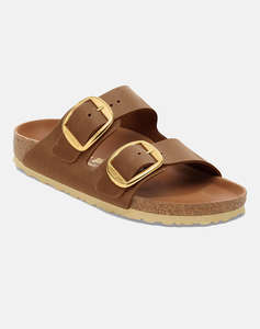 BIRKENSTOCK F25 LEATHER ARIZONA BIG BUCKLE LEOI COGNAC HEX 35 - 43 NARROW CORE ESSENTIAL ДАМСКИ ОБУВКИ