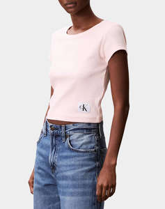 CALVIN KLEIN JEANS A- WOVEN LABEL 2X2 RIB BABY TEE