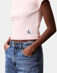 CALVIN KLEIN JEANS A- WOVEN LABEL 2X2 RIB BABY TEE