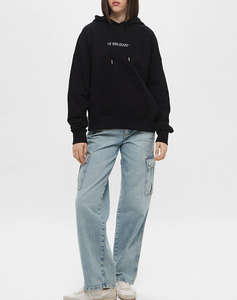 GUESS JEANS GJ OVER HOOD EMBRO SWEATSHIRT WOMENS SWEATSHIRT