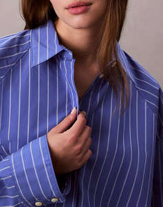 CALVIN KLEIN JEANS YD STRIPE BOXY CROPPED SHIRT