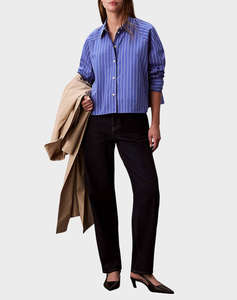 CALVIN KLEIN JEANS YD STRIPE BOXY CROPPED SHIRT