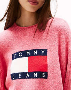TOMMY JEANS TJW MELANGE FLAG SWEATER RIB EXT