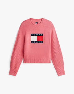 TOMMY JEANS TJW MELANGE FLAG SWEATER RIB EXT
