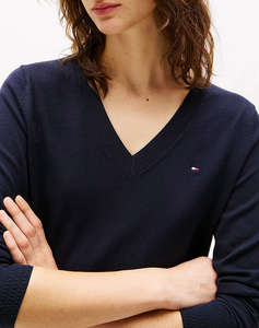 TOMMY HILFIGER CO JERSEY STITCH V-NK SWEATER