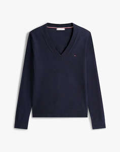 TOMMY HILFIGER CO JERSEY STITCH V-NK SWEATER