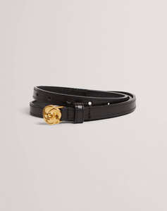 TED BAKER ROOSSI Leather Belt with Rose Hardware