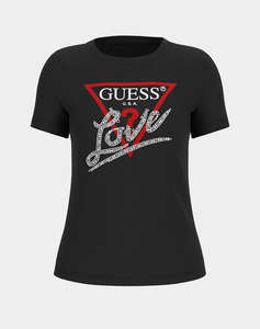 GUESS SS CN PEARLS LOVE TRIANGLE TEE ДАМСКА БЛУЗА