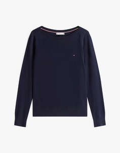 TOMMY HILFIGER CO JERSEY STITCH BOAT-NK SWEATER
