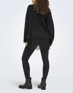 ONLY ONLVIVIA LS LIFE V-NECK LACE MIX KNIT