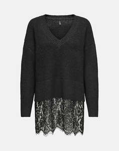 ONLY ONLVIVIA LS LIFE V-NECK LACE MIX KNIT