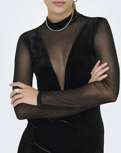 ONLY ONLSMOOTH L/S MESH MIX SHORT DRESS JRS