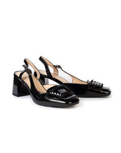 19V69 WOMENS SHOES MID.HEEL SLINGBACK PUMP PATENT LEA. V1969