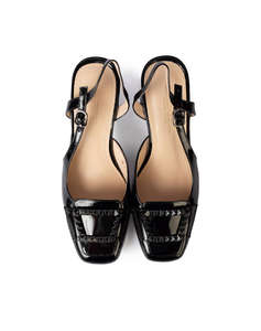 19V69 WOMENS SHOES MID.HEEL SLINGBACK PUMP PATENT LEA. V1969