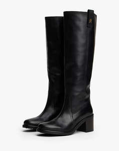TOMMY HILFIGER RIDING LTHR LONG BOOT BLOCK HEEL